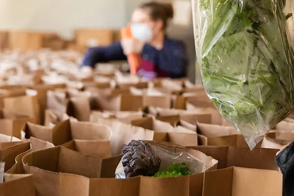 Beaver Bags being filled with fresh food items
