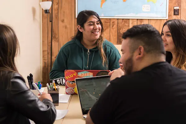 EOP students talk in a group